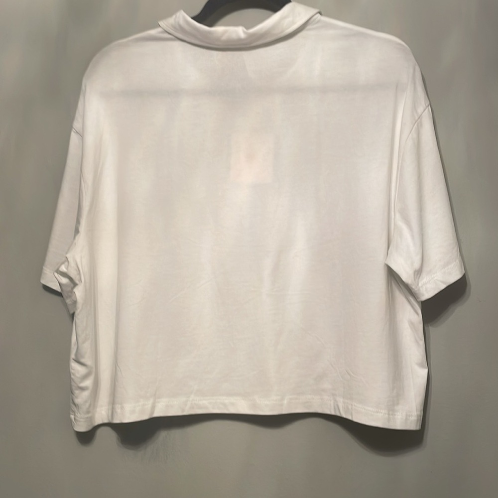 NWT FABLETICS CROP SHIRT SIZE XXL White Cropped Polo Shirt - Picture 3 of 6